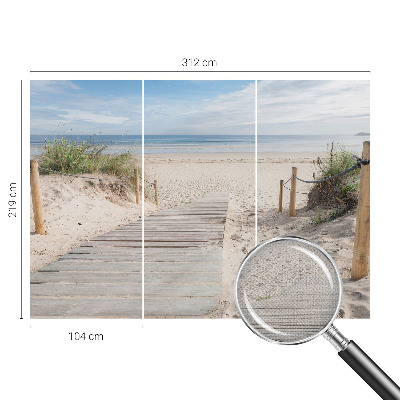 Autocolante de parede fotográfico com estampa de passarela de madeira