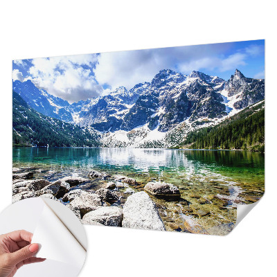 Papel de parede 3D com paisagem montanhosa