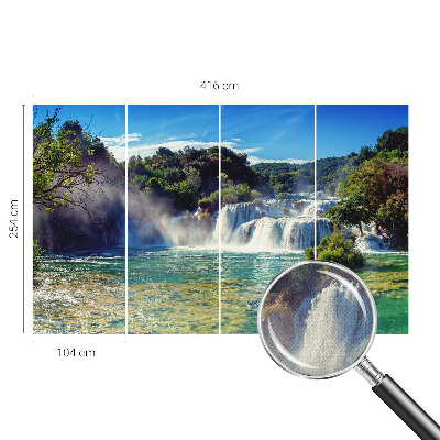 Papel de parede infantil com estampa de paisagem de cachoeira