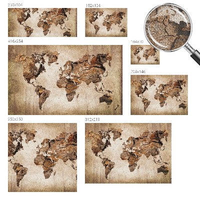 Autocolante de parede fotográfico com estampa de mapa em textura de madeira