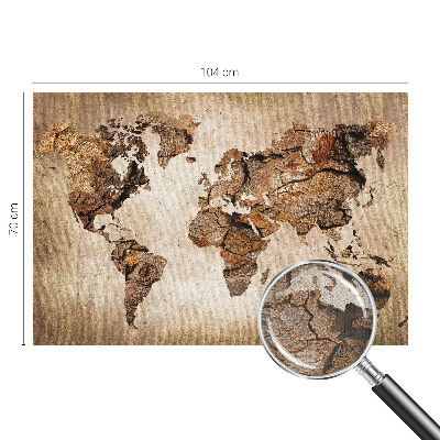 Autocolante de parede fotográfico com estampa de mapa em textura de madeira