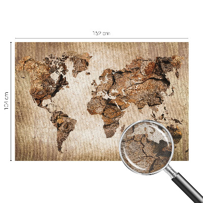 Autocolante de parede fotográfico com estampa de mapa em textura de madeira