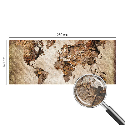 Autocolante de parede fotográfico com estampa de mapa em textura de madeira
