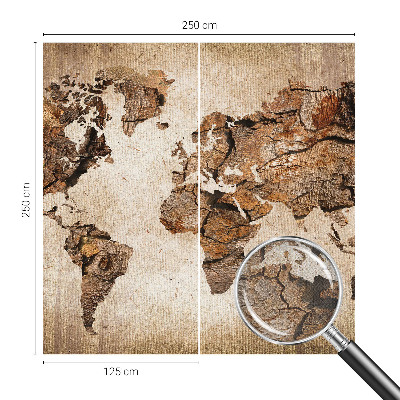 Autocolante de parede fotográfico com estampa de mapa em textura de madeira