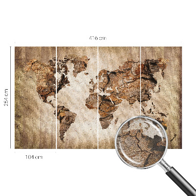 Autocolante de parede fotográfico com estampa de mapa em textura de madeira