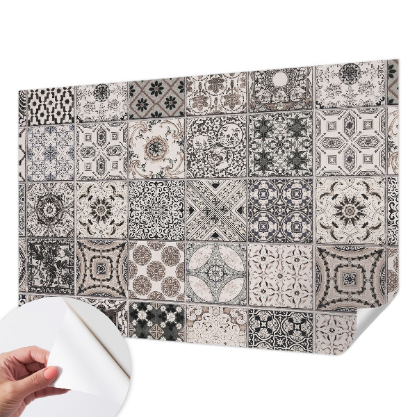 Papel de parede 3D com padrões de azulejos
