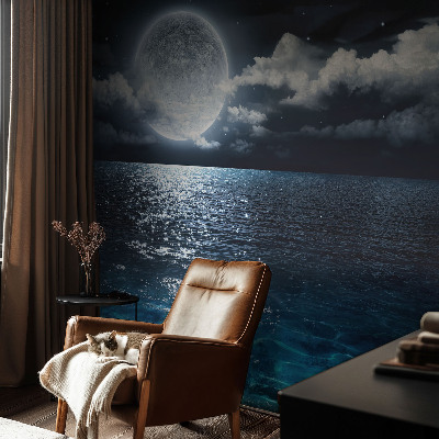 Papel de parede autocolante para quarto com estampa 'Mar Noturno' para decoração de parede