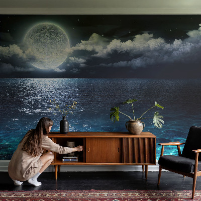 Papel de parede autocolante para quarto com estampa 'Mar Noturno' para decoração de parede