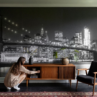 Papel de parede autocolante com estampa de panorama noturno
