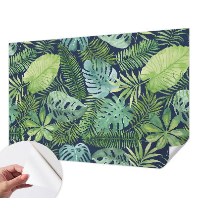 Papel de parede infantil com estampa de folhas tropicais