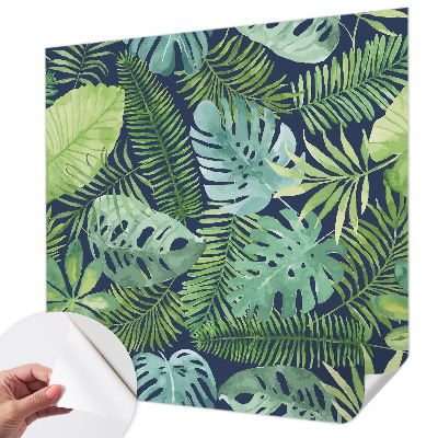 Papel de parede infantil com estampa de folhas tropicais