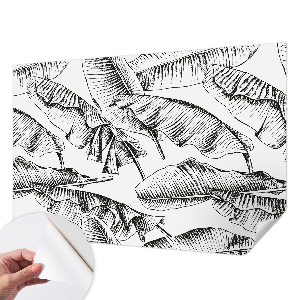 Papel de parede autocolante para sala com estampa de folhas de bananeira