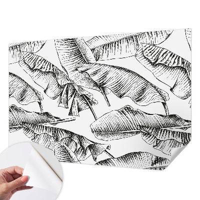 Papel de parede autocolante para sala com estampa de folhas de bananeira
