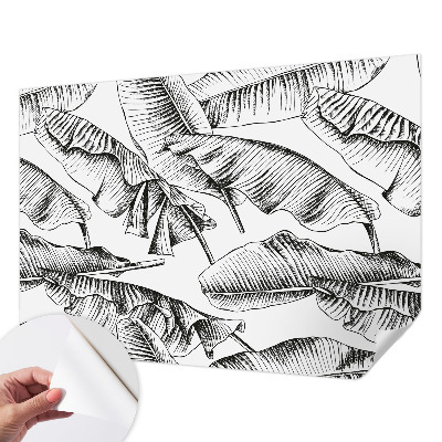 Papel de parede autocolante para sala com estampa de folhas de bananeira