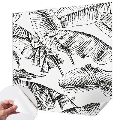 Papel de parede autocolante para sala com estampa de folhas de bananeira