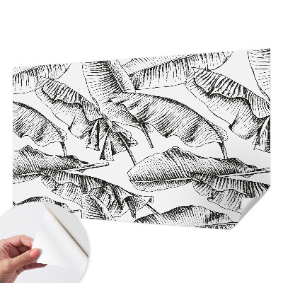 Papel de parede autocolante para sala com estampa de folhas de bananeira