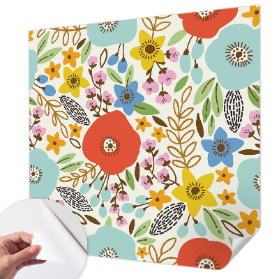 Autocolante de parede fotográfico com estampa floral