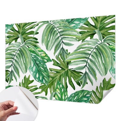 Papel de parede autocolante com estampa de folhas exóticas