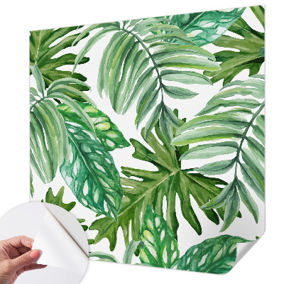 Papel de parede autocolante com estampa de folhas exóticas
