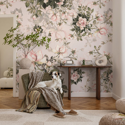 Papel de parede 3D com estampa floral