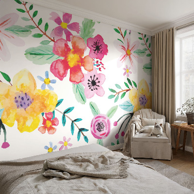 Papel de parede autocolante para quarto com estampa floral que transmite frescor