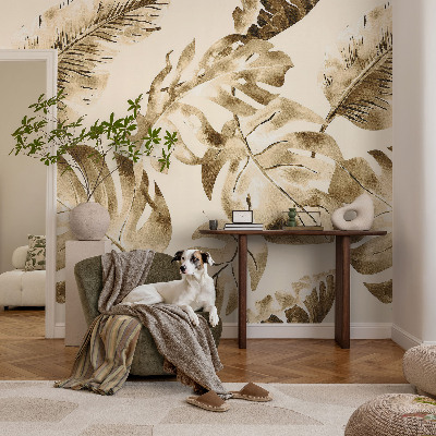 Papel de parede 3D com estampa de flora exótica