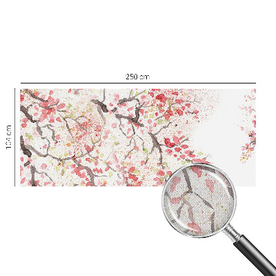 Papel de parede para criança com ramos floridos em padrão decorativo