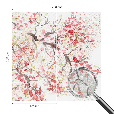 Papel de parede para criança com ramos floridos em padrão decorativo