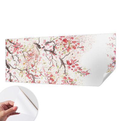 Papel de parede para criança com ramos floridos em padrão decorativo