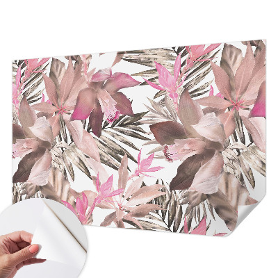 Papel de parede autocolante para sala com estampa de flores exóticas