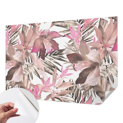 Papel de parede autocolante para sala com estampa de flores exóticas