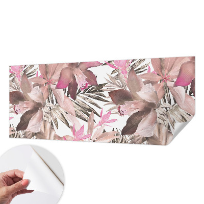 Papel de parede autocolante para sala com estampa de flores exóticas