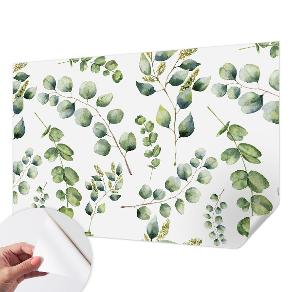 Papel de parede autocolante com padrão de folhas verdes