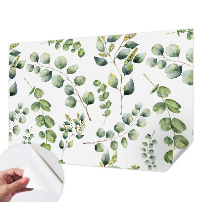 Papel de parede autocolante com padrão de folhas verdes