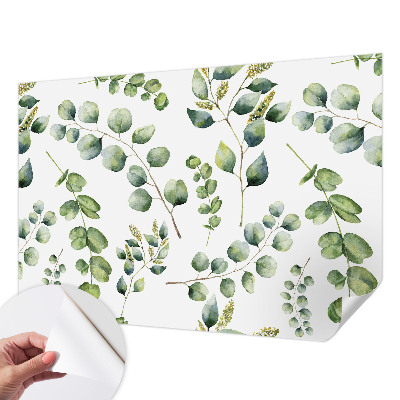Papel de parede autocolante com padrão de folhas verdes
