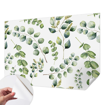 Papel de parede autocolante com padrão de folhas verdes