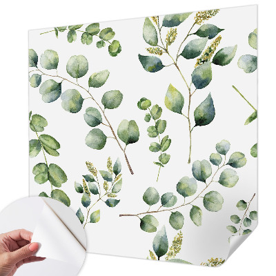 Papel de parede autocolante com padrão de folhas verdes