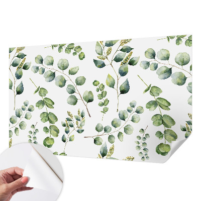 Papel de parede autocolante com padrão de folhas verdes