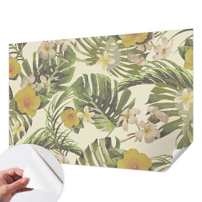 Papel de parede autocolante para sala com padrão Flora exótica
