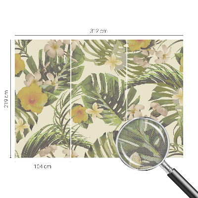 Papel de parede autocolante para sala com padrão Flora exótica
