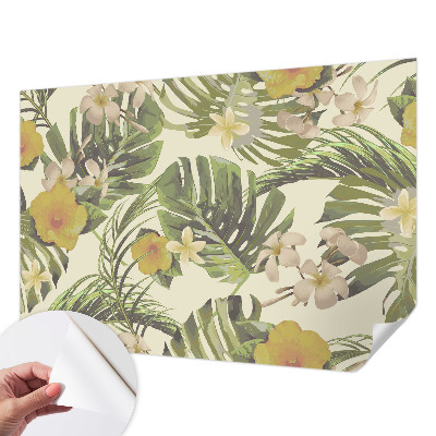 Papel de parede autocolante para sala com padrão Flora exótica