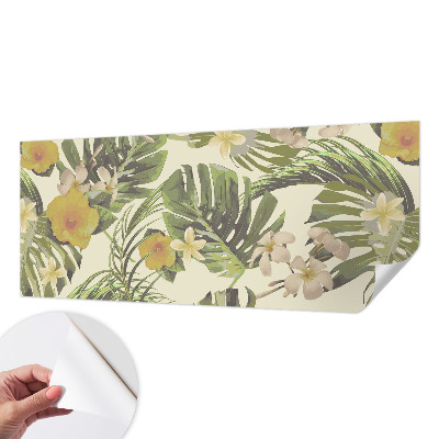 Papel de parede autocolante para sala com padrão Flora exótica