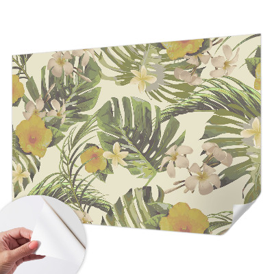Papel de parede autocolante para sala com padrão Flora exótica