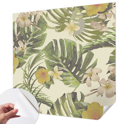 Papel de parede autocolante para sala com padrão Flora exótica