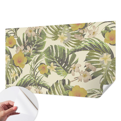 Papel de parede autocolante para sala com padrão Flora exótica