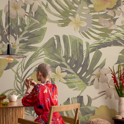 Papel de parede autocolante para sala Flora exótica
