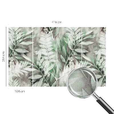 Papel de parede autocolante com estampa de folhas em aquarela
