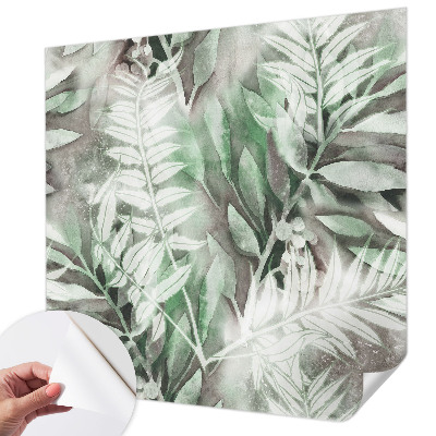 Papel de parede autocolante com estampa de folhas em aquarela