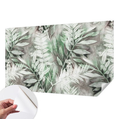 Papel de parede autocolante com estampa de folhas em aquarela