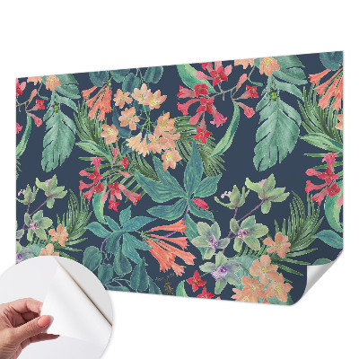 Papel de parede autocolante para quarto com estampa de flores tropicais